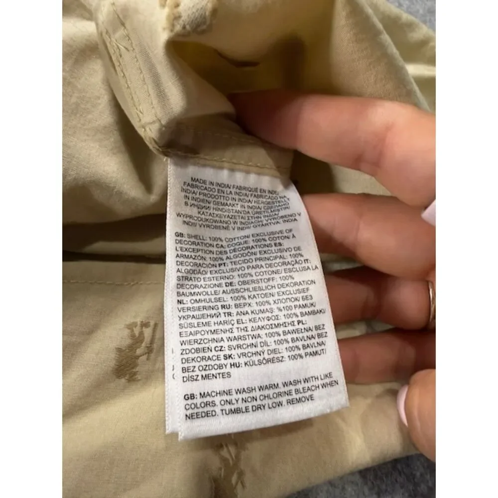 The North Face Hiker Print Shirt Men's M Beige Cotton Short Sleeve Button Up